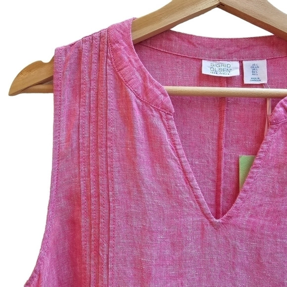 NWT Sigrid Olsen 100% Linen Dress in Heathered Pink, Size Medium - Picture 1 of 9